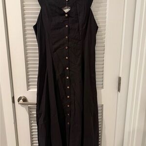 Free People Black Button-Down Midi Dress
